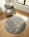 Riviera Elegance Collection Area Rug - Antibes (Dark Gray) Round Dark Gray  lifestyle 55