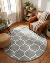 Trellis Mosaic Collection Area Rug -  Pergolatown (Light Gray) Round Light Gray  lifestyle 61