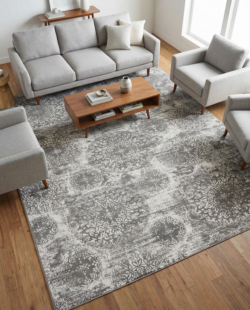 Riviera Elegance Collection Area Rug -  Monaco (Gray) Rectangle Gray  lifestyle 14