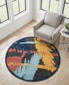 Caribbean Terrace Collection Area Rug - Antigua Round Charcoal  lifestyle 54