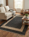 Osian Looms Collection Area Rug - Durham Rectangle Black  lifestyle 53