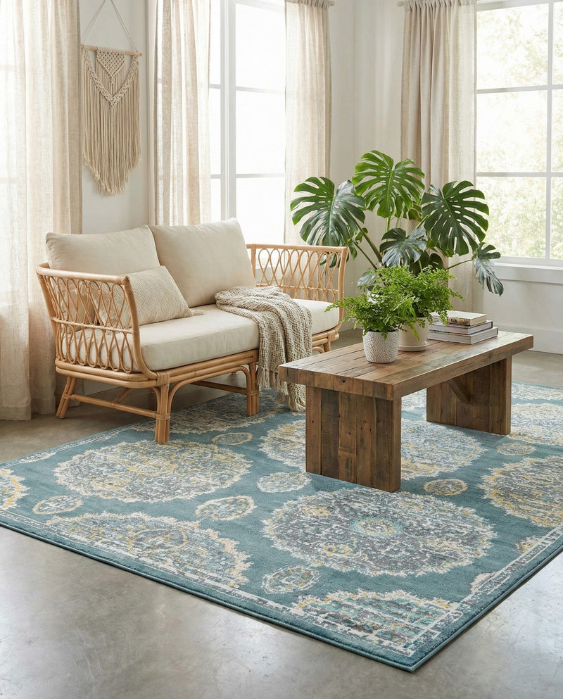 Arcadia Rugs Collection Area Rug -  Atlantis (Gray and Blue) Rectangle Gray and Blue  lifestyle 13