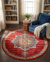Eden Oasis Collection Area Rug -  Tranquility (Burgundy) Round Burgundy  lifestyle 36