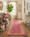 Casablanca Tapestry Collection Area Rug -  Marrakech (Berry Pink) Runner Berry Pink  lifestyle 46