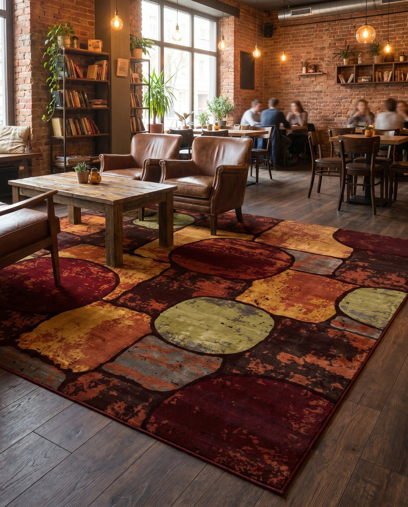 Bistro Lounge Collection Area Rug -  Cappuccino Rectangle Multi  lifestyle 9