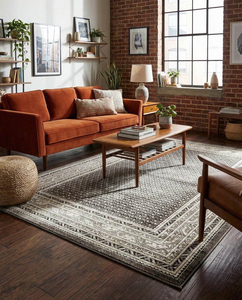 Soho Elegance Collection Area Rug -  Mercer (Gray) Rectangle Gray  lifestyle 15