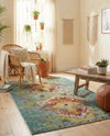 Venetian Tapestry Collection Area Rug -  SanMarco Rectangle Turquoise  lifestyle 18