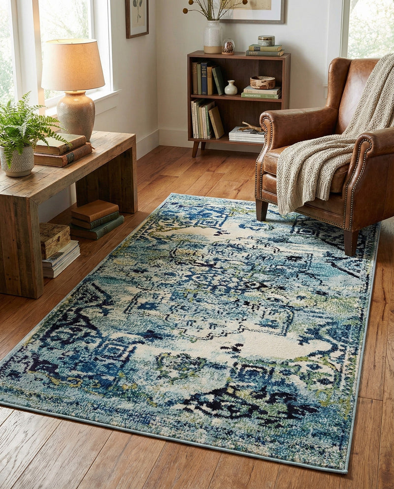 Chateau Elegance Collection Area Rug -  Riviera Rectangle Blue  lifestyle 18