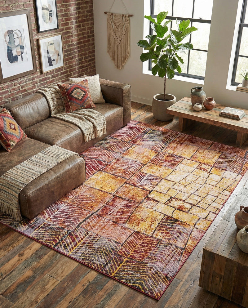 Seville Elegance Collection Area Rug - Cordoba Rectangle Rust Red  lifestyle 24