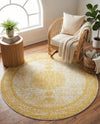 Dover Terrace Collection Area Rug - Marina (Yellow) Round Yellow  lifestyle 19