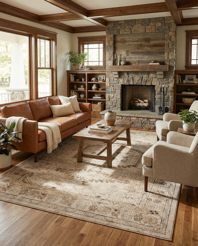 Eden Oasis Collection Area Rug -  Refuge (Beige) Rectangle Beige  lifestyle 14
