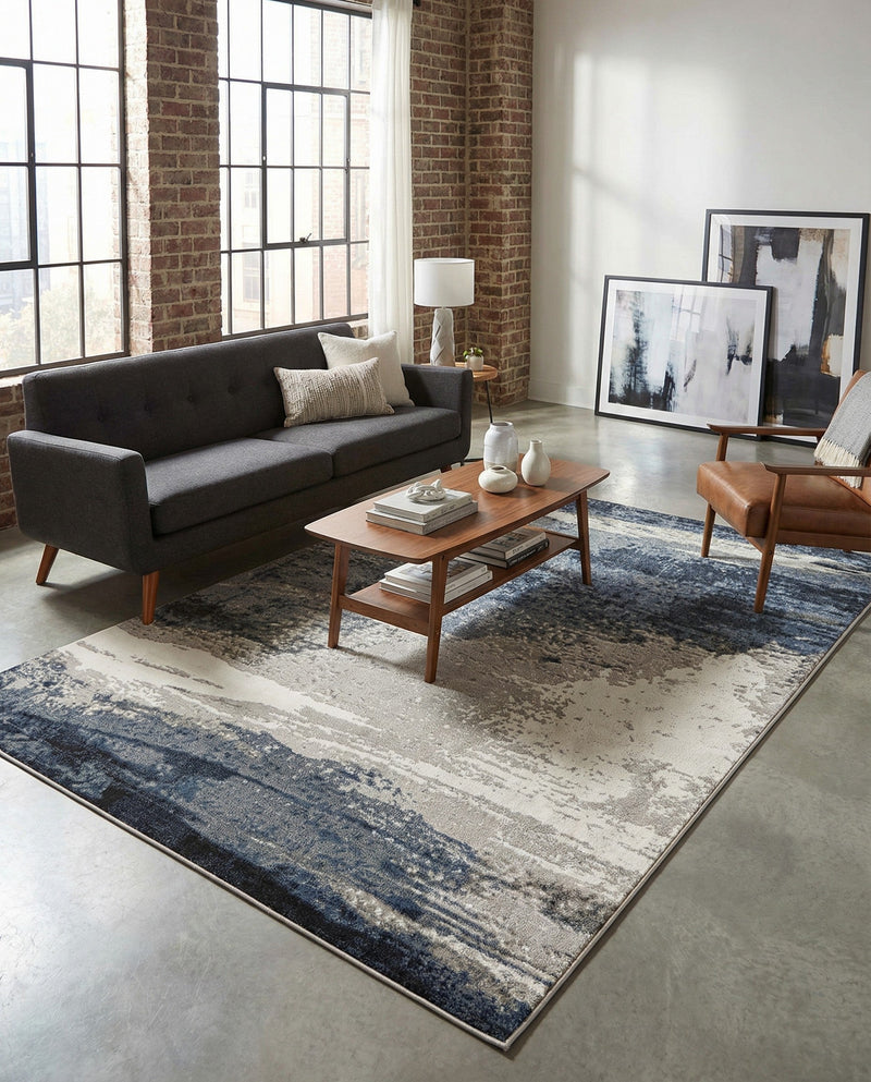 Copenhagen Edge Collection Area Rug - Nyhavn Rectangle Blue  lifestyle 64