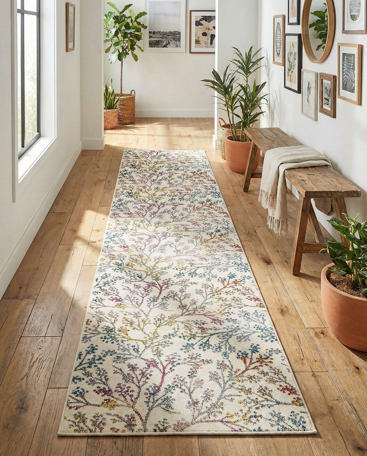 Meadow Breeze Collection Area Rug -  Sunbeam Runner Ivory  lifestyle 156