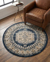 Eden Oasis Collection Area Rug -  Refuge (Dark Blue) Round Dark Blue  lifestyle 77