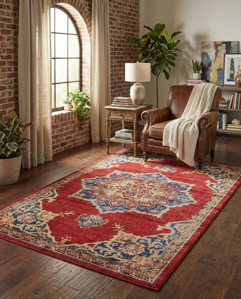 Eden Oasis Collection Area Rug -  Tranquility (Burgundy) Rectangle Burgundy  lifestyle 16