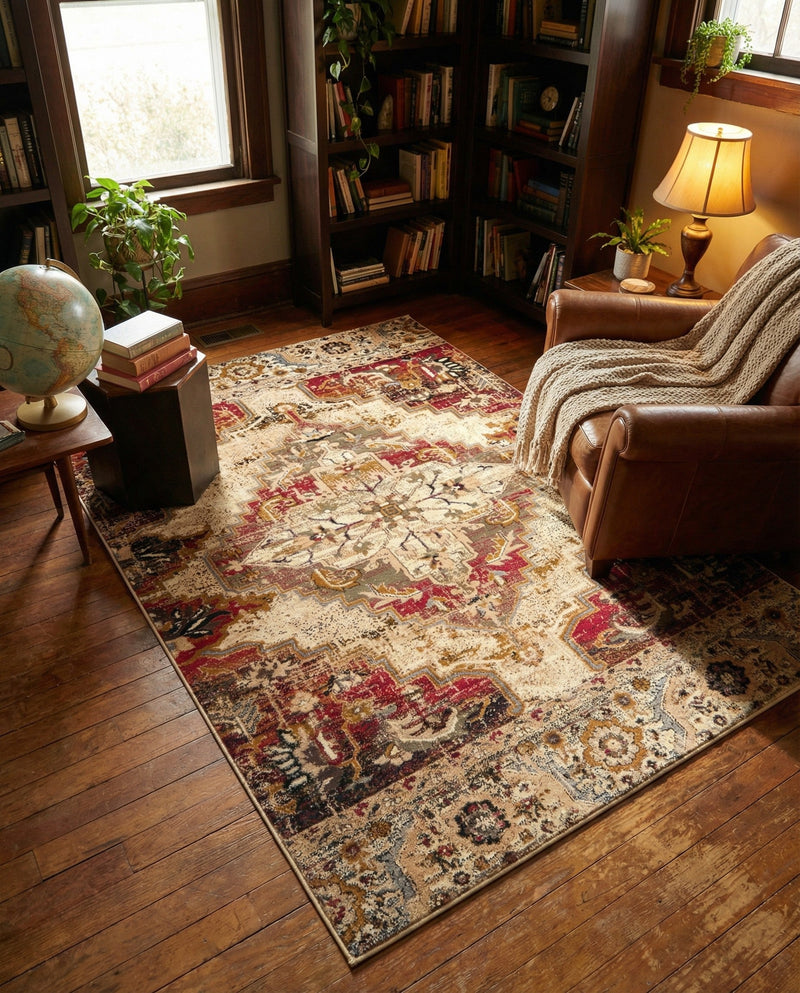 Neptune Elegance Collection Area Rug -  Naiad Rectangle Burgundy Beige  lifestyle 4