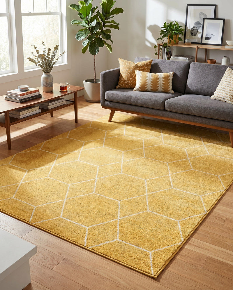Trellis Mosaic Collection Area Rug - Arborville (Yellow) Rectangle Yellow  lifestyle 24