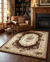 Versailles Elegance Collection Area Rug -  Louveciennes (Brown) Rectangle Brown  lifestyle 19