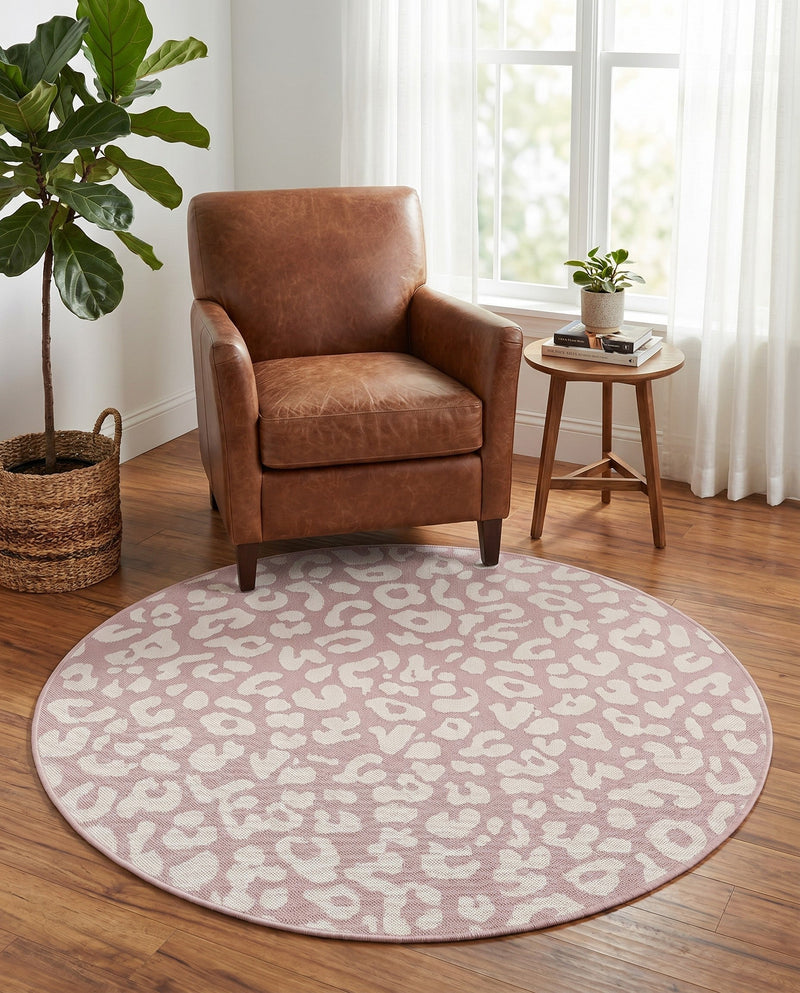 Savannah Escape Collection Area Rug -  Amazon (Pink Ivory) Round Pink Ivory  lifestyle 24