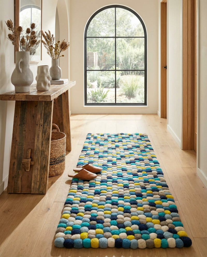 Woolen Sphere Collection Area Rug - Orbsburg (Blue) Runner Blue  lifestyle 56