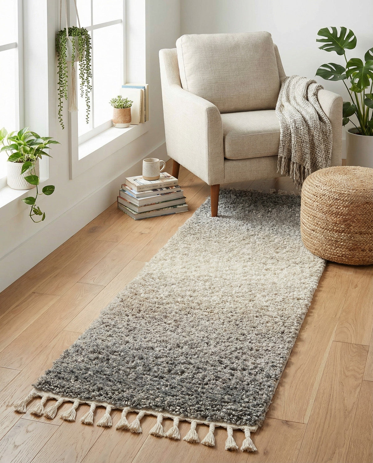 Cozy Cove Shag Collection Area Rug -  Lagoon Runner Gray  lifestyle 78