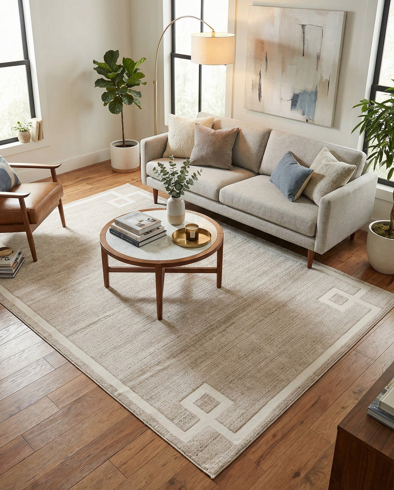 Metro Heights Collection Area Rug -  Bronx Rectangle Beige  lifestyle 41