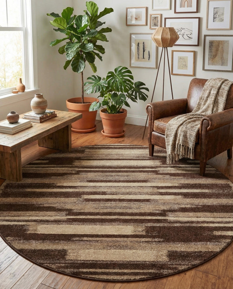 Autumn Meadow Collection Area Rug -  Duskridge Round Brown  lifestyle 77