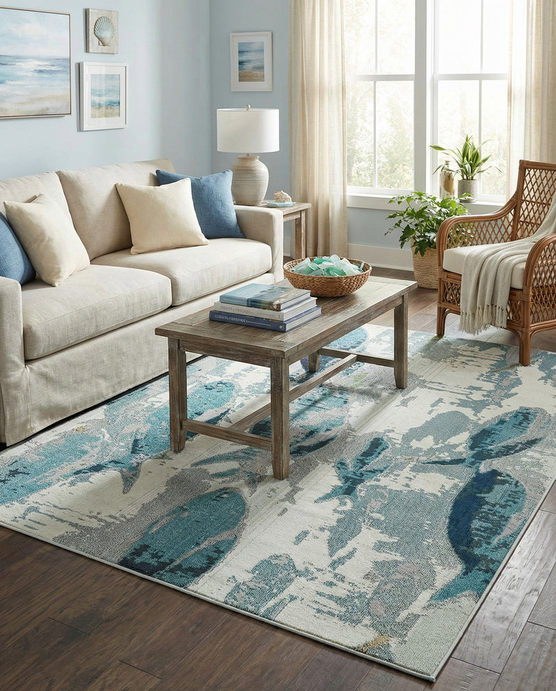 Sorrento Shores Collection Area Rug -  Praiano Rectangle Light Blue  lifestyle 6