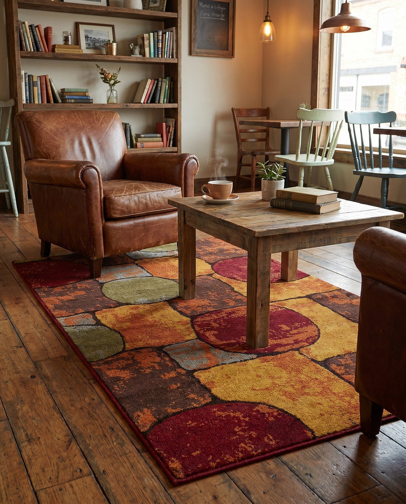 Bistro Lounge Collection Area Rug -  Cappuccino Rectangle Multi  lifestyle 22