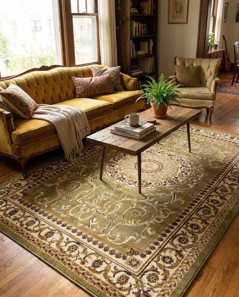 Versailles Elegance Collection Area Rug -  Montreuil Rectangle Light Green  lifestyle 57