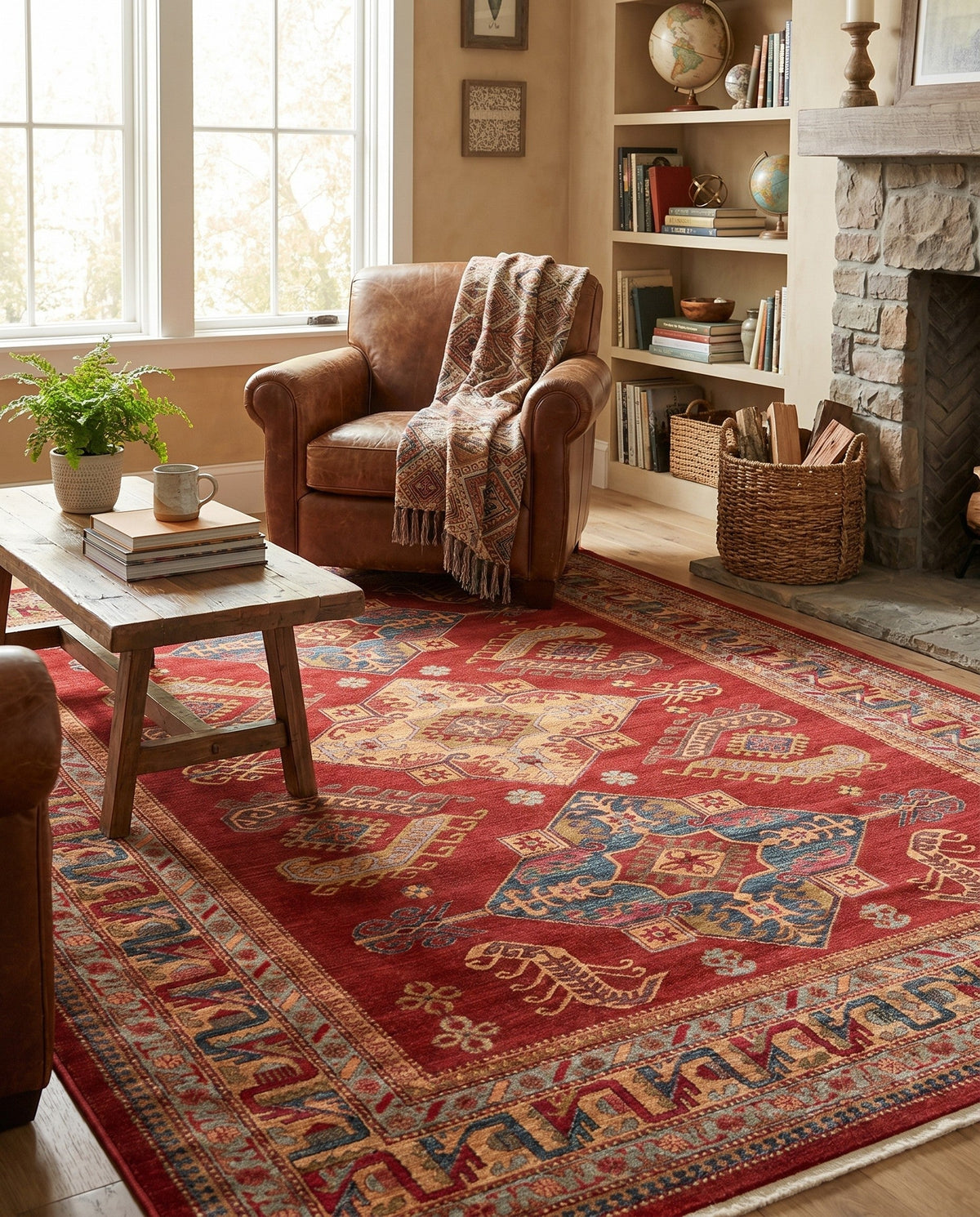 Persian Elegance Collection Area Rug -  Ardabil Rectangle Red  lifestyle 8