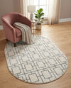 Hollywood Luxe Collection Area Rug -  Beverly (White Silver) Oval White Silver  lifestyle 60