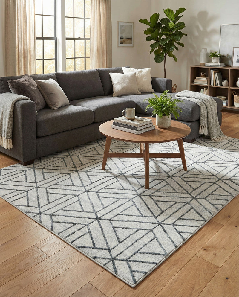Garden Maze Retreat Collection Area Rug -  Topiarytrail Rectangle White  lifestyle 20