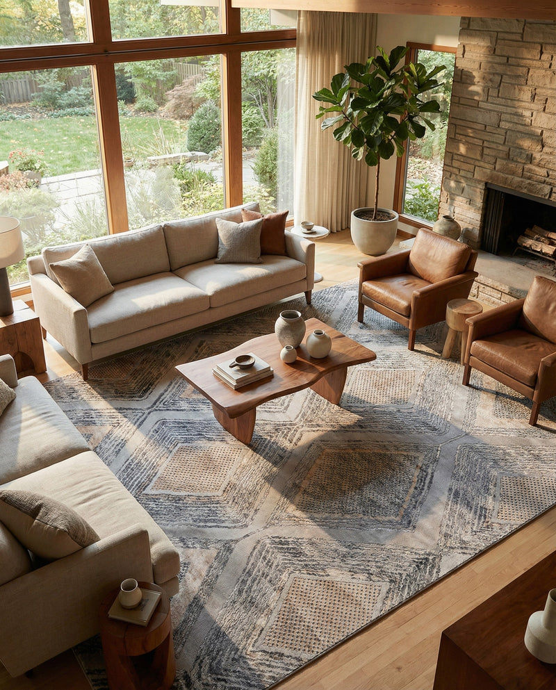 Aegean Elegance Collection Area Rug -  Rhodes Rectangle Gray Cream  lifestyle 26