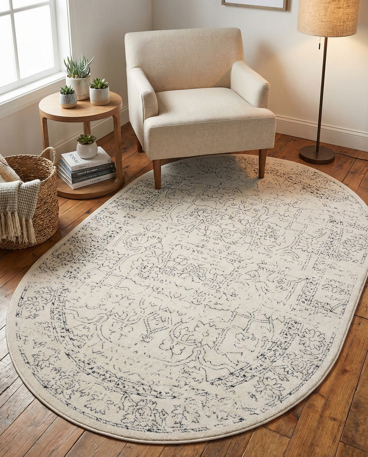 Savannah Soiree Collection Area Rug -  Everglade (White) Oval White  lifestyle 79