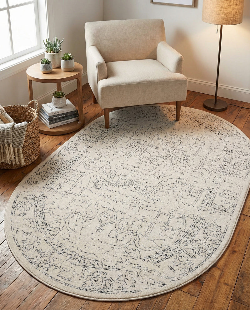 Savannah Soiree Collection Area Rug -  Everglade (White) Oval White  lifestyle 79