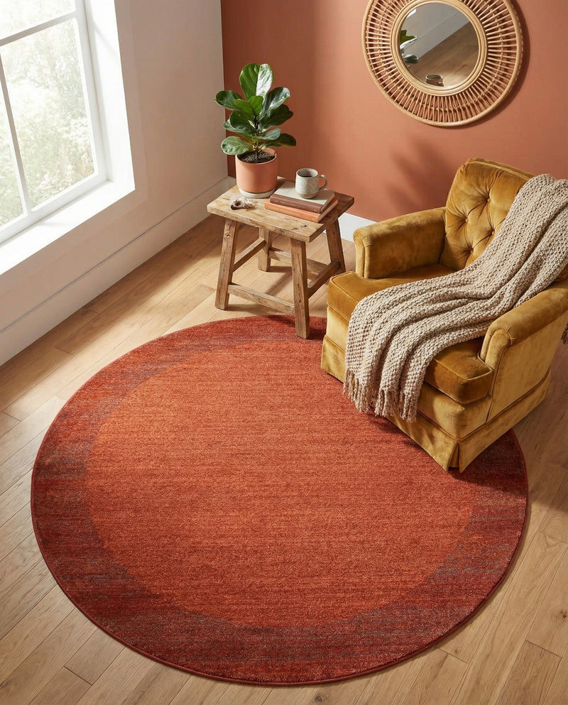 Studio Haven Collection Area Rug -  Conservatory (Terracotta) Round Terracotta  lifestyle 51