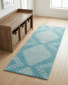 Seychelles Stripes Collection Area Rug - Mahe (Light Blue) Runner Light Blue  lifestyle 24