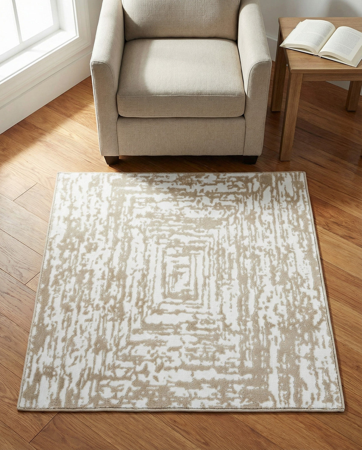 Sanctuary Retreat Collection Area Rug -  Asylum Square White Bone  lifestyle 132