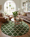 Lattice Gardens Collection Area Rug -  Bloomfield (Dark Green) Round Dark Green  lifestyle 49