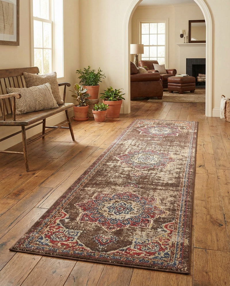 Eden Oasis Collection Area Rug -  Tranquility (Chocolate Brown) Runner Chocolate Brown  lifestyle 43