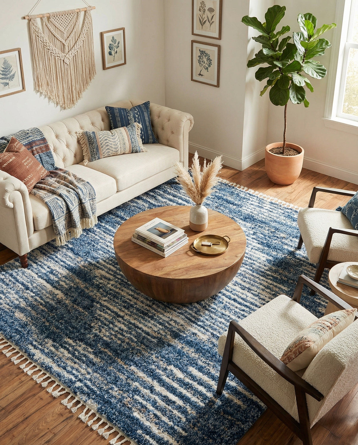 Tranquil Tides Shag Collection Area Rug -  Azure Square Blue  lifestyle 126
