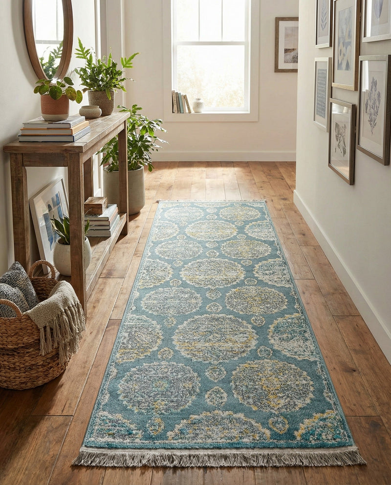 Arcadia Rugs Collection Area Rug -  Atlantis (Gray and Blue) Runner Gray and Blue  lifestyle 81