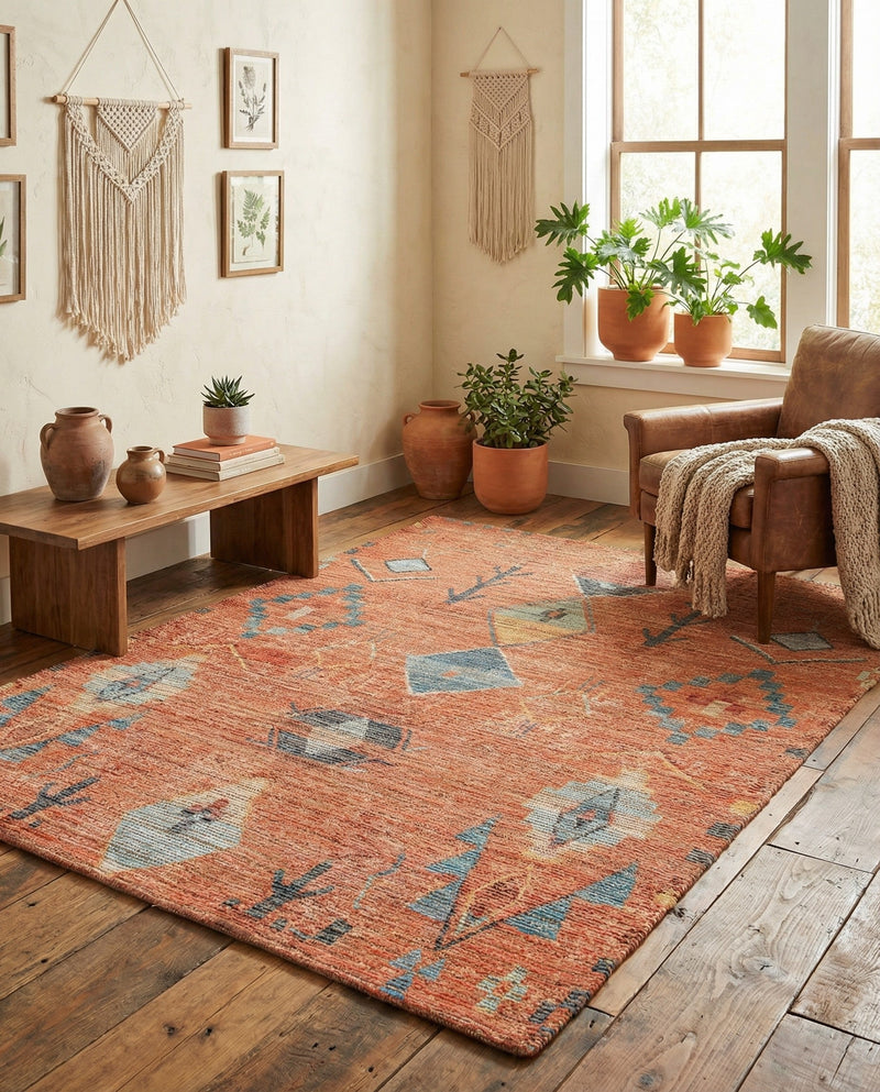 Savannah Threads Collection Area Rug -  Namib Rectangle Rust Red  lifestyle 10