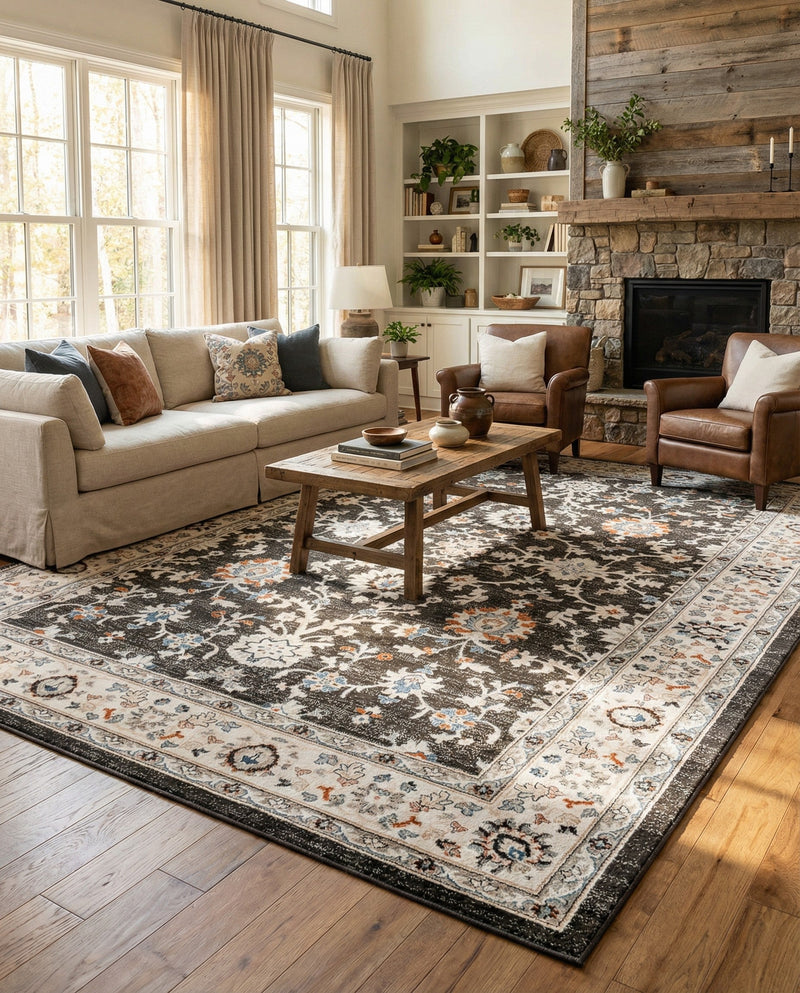 Savannah Elegance Collection Area Rug - Augusta (Fume Gray) Rectangle Fume Gray  lifestyle 5