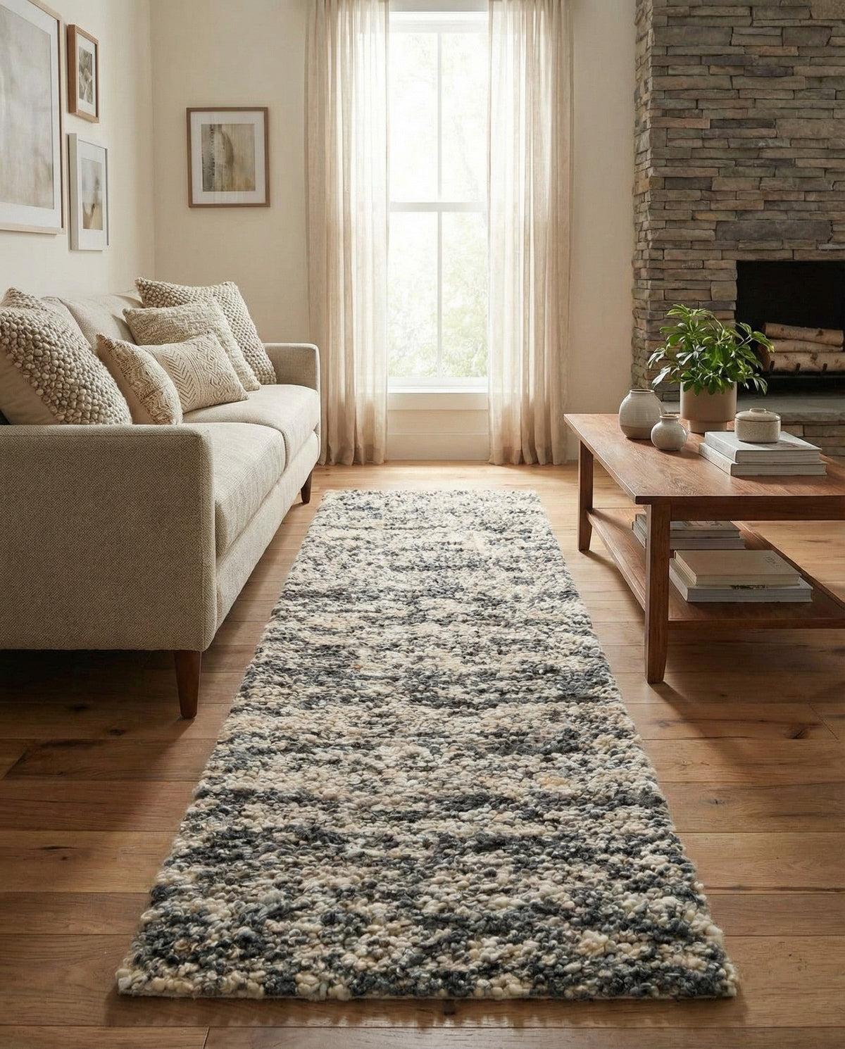 Wellington Luxe Shag Collection Area Rug - Kapiti Runner Salt and Pepper  lifestyle 194