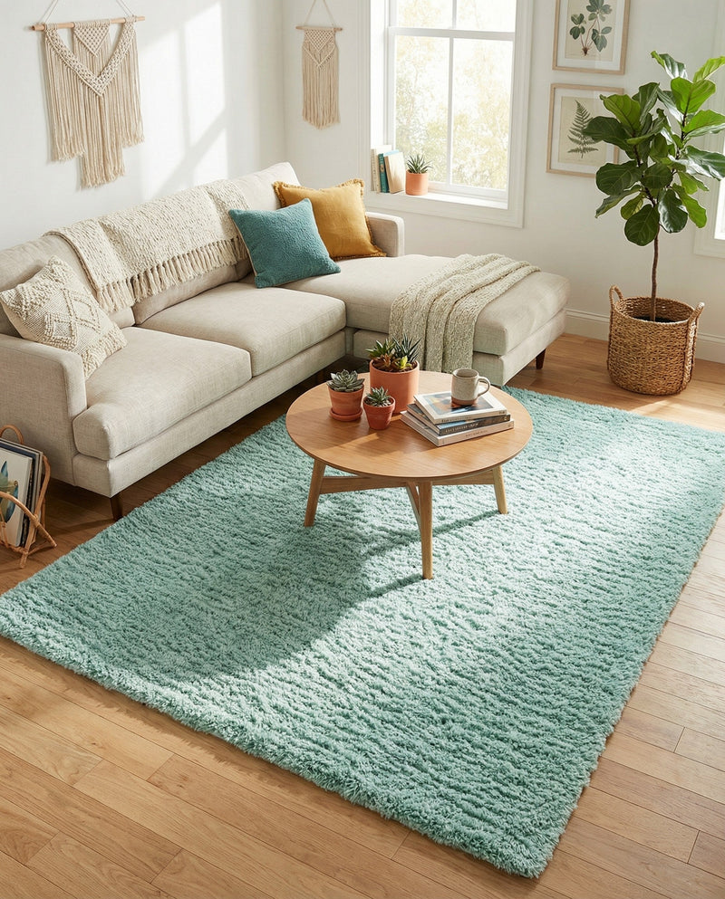 Eternal Plush Oasis Collection Area Rug -  Tranquility (Cyan) Rectangle Cyan  lifestyle 19