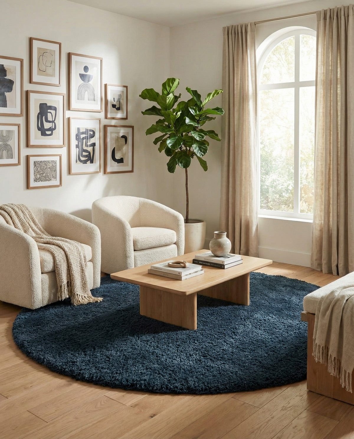 Eternal Plush Oasis Collection Area Rug -  Tranquility (Cobalt) Round Cobalt  lifestyle 55