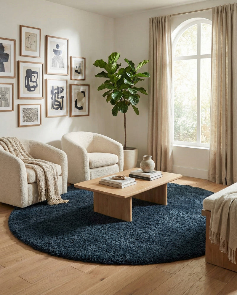 Eternal Plush Oasis Collection Area Rug -  Tranquility (Cobalt) Round Cobalt  lifestyle 55