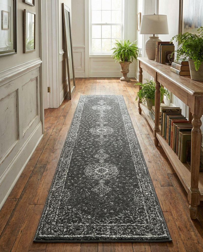 Dover Terrace Collection Area Rug - Marina (Dark Gray) Runner Dark Gray  lifestyle 68